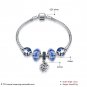 925 Sterling Silver Chic Snowflake Murano Peach Blossom Glass Beads DIY Bracelets Bangles SY356A