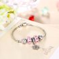 925 Sterling Silver Chic Snowflake Murano Peach Blossom Glass Beads DIY Bracelets Bangles SY356B