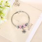 925 Sterling Silver Chic Snowflake Murano Peach Blossom Glass Beads DIY Bracelets Bangles SY356B
