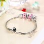 925 Sterling Silver Chic Snowflake Murano Peach Blossom Glass Beads DIY Bracelets Bangles SY356B