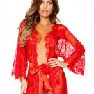 Woman Sexy Full Lace Transparent Solid Black Red Color Lingerie Sexy Night Robe SY360