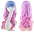 Long Wavy Cosplay Wigs Fake Bangs Women Wig Heat Resistant Synthetic Hair SY439H