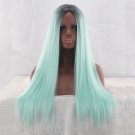 Long Straight Ombre Green Heat Resistant Synthetic Wigs For Women Cosplay Wigs SY440