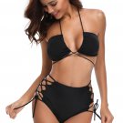 Black Cross Straps Bikini and High Waist Swimsuit Solid Bandage Sling Sexy Swimwear  SY446