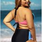 Plus Size Strapped Color Splice Two Piece Swimwear Big Size High Quality Swimsuit SY448