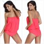 Plus Size Strapped Color Splice Two Piece Swimwear Big Size High Quality Swimsuit SY449B