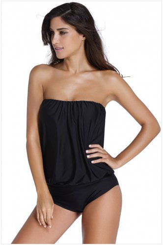 Plus Size Strapped Color Splice Two Piece Swimwear Big Size High Quality Swimsuit SY449D
