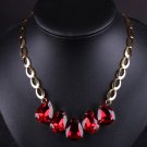 Water-Drop Glass Stones Pendant Necklace for Girl Golden Fish Scale Shape Chain Choker Necklace X3A