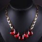 Water-Drop Glass Stones Pendant Necklace for Girl Golden Fish Scale Shape Chain Choker Necklace X3A