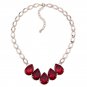 Water-Drop Glass Stones Pendant Necklace for Girl Golden Fish Scale Shape Chain Choker Necklace X3A