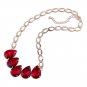 Water-Drop Glass Stones Pendant Necklace for Girl Golden Fish Scale Shape Chain Choker Necklace X3A