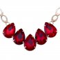 Water-Drop Glass Stones Pendant Necklace for Girl Golden Fish Scale Shape Chain Choker Necklace X3A