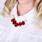 Water-Drop Glass Stones Pendant Necklace for Girl Golden Fish Scale Shape Chain Choker Necklace X3A