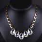 Water-Drop Glass Stones Pendant Necklace for Girl Golden Fish Scale Shape Chain Choker Necklace X3B