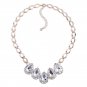 Water-Drop Glass Stones Pendant Necklace for Girl Golden Fish Scale Shape Chain Choker Necklace X3B