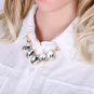 Water-Drop Glass Stones Pendant Necklace for Girl Golden Fish Scale Shape Chain Choker Necklace X3B