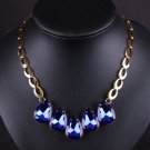 Water-Drop Glass Stones Pendant Necklace for Girl Golden Fish Scale Shape Chain Choker Necklace X3C