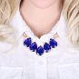 Water-Drop Glass Stones Pendant Necklace for Girl Golden Fish Scale Shape Chain Choker Necklace X3C
