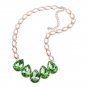 Water-Drop Glass Stones Pendant Necklace for Girl Golden Fish Scale Shape Chain Choker Necklace X3D