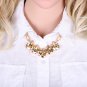 Water-Drop Glass Stones Pendant Necklace for Girl Golden Fish Scale Shape Chain Choker Necklace X3E