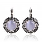 Bohemian Vintage Black Stone Crystal Drop Earrings For Women Round Ethnic Ear Buckle Earring X8