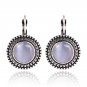 Bohemian Vintage Black Stone Crystal Drop Earrings For Women Round Ethnic Ear Buckle Earring X8