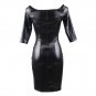 Black Off-Shoulder Embroidery Leather Dress Elegant Party Bodycon Summer Evening Dresses R80574