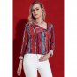 Red Multicolor Striped Asymmetric Button Down Shirt Fashion Women Blouse Work Wear