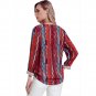 Red Multicolor Striped Asymmetric Button Down Shirt Fashion Women Blouse Work Wear