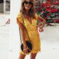 Womens Short Sleeve Floral Wrap Dresses Ladies Deep V neck Ruffles Mini Dress Bohemian Sundress