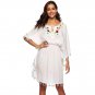 Cloak Sleeve Ruffle Embroidery Sundress Summer Holiday Casual Bohemian Dresses Tassel Dress
