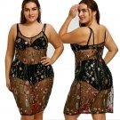 2XL Women's Floral Embroidery Lace Halter Dress Sexy See through Dress Plus Size Beachwear Dress