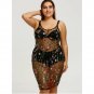 2XL Women's Floral Embroidery Lace Halter Dress Sexy See through Dress Plus Size Beachwear Dress