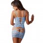 Bue Rose Lace Strappy Lingerie Dress Sexy Women Hollow Out See Through Teddies Underwear