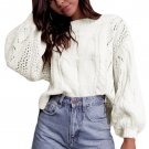 Black White Loose Fit Knit Hollow Out Jumper Sweater Winter Tops Solid High Quality Sweater