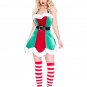 Green North Pole Elf Christmas Costume Dress With Hat Fancy Clubwear Festival Gift
