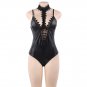 Body Leather Woman Sexy Bodysuit Underwear Sleeveless Choker Neck Sexy Teddy Hollow Out