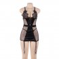 V Neck Hollow Out Women Erotic Lingerie Open Back See Though Sexy Outfit With Garter