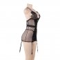 V Neck Hollow Out Women Erotic Lingerie Open Back See Though Sexy Outfit With Garter
