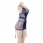V Neck Hollow Out Women Erotic Lingerie Open Back See Though Sexy Outfit With Garter