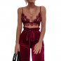 Lace Crochet Bralette Bra Bustier Crop Top Floral Cami Padded Tank Tops Wine Red White Hollow Out