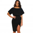 •Romantic batwing sleeves knee length dresses new arrival OL work wear summer dress