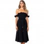 Black Dawn Dress Off The Shoulder Summer Party Sweet Dresses Knee Length Summer Robe