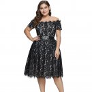 Off Shoulder Lace Plus Size Dress Short Sleeve Sexy Dress For Party Wedding Midi Summer Club Woman