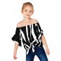 New Arrivals Black Pink Off The Shoulder Vertical Stripes Toddlers Blouse For Girl Kids