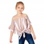 New Arrivals Black Pink Off The Shoulder Vertical Stripes Toddlers Blouse For Girl Kids