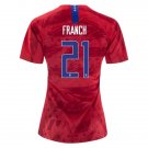 Franch #21 US Women's National Team Away Jersey 2019 USWNT Soccer Stadium Shirt Streetwear