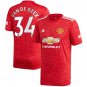 Van De Beek #34 Manchester United Home Soccer Jersey 2020/21 EPL Stadium Shirt