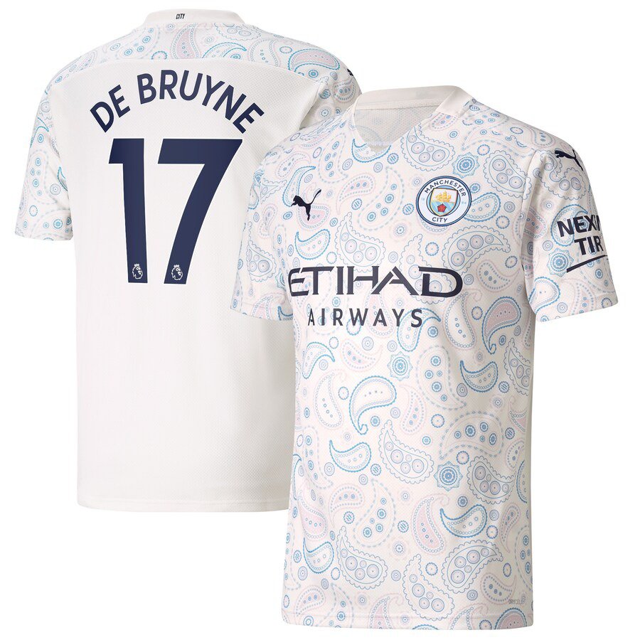 DE BRUYNE Manchester City 20/21 Third Jersey Man City White Stadium Football Shirt