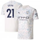SILVA Manchester City 20/21 Third Jersey Man City White Stadium Football Shirt